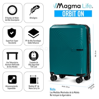 Foto 5 | Magmalife Maleta De Viaje Orbit Carry On, 10 Kg, Cerradura Tsa, 8 Rueda, Asa Telescópica