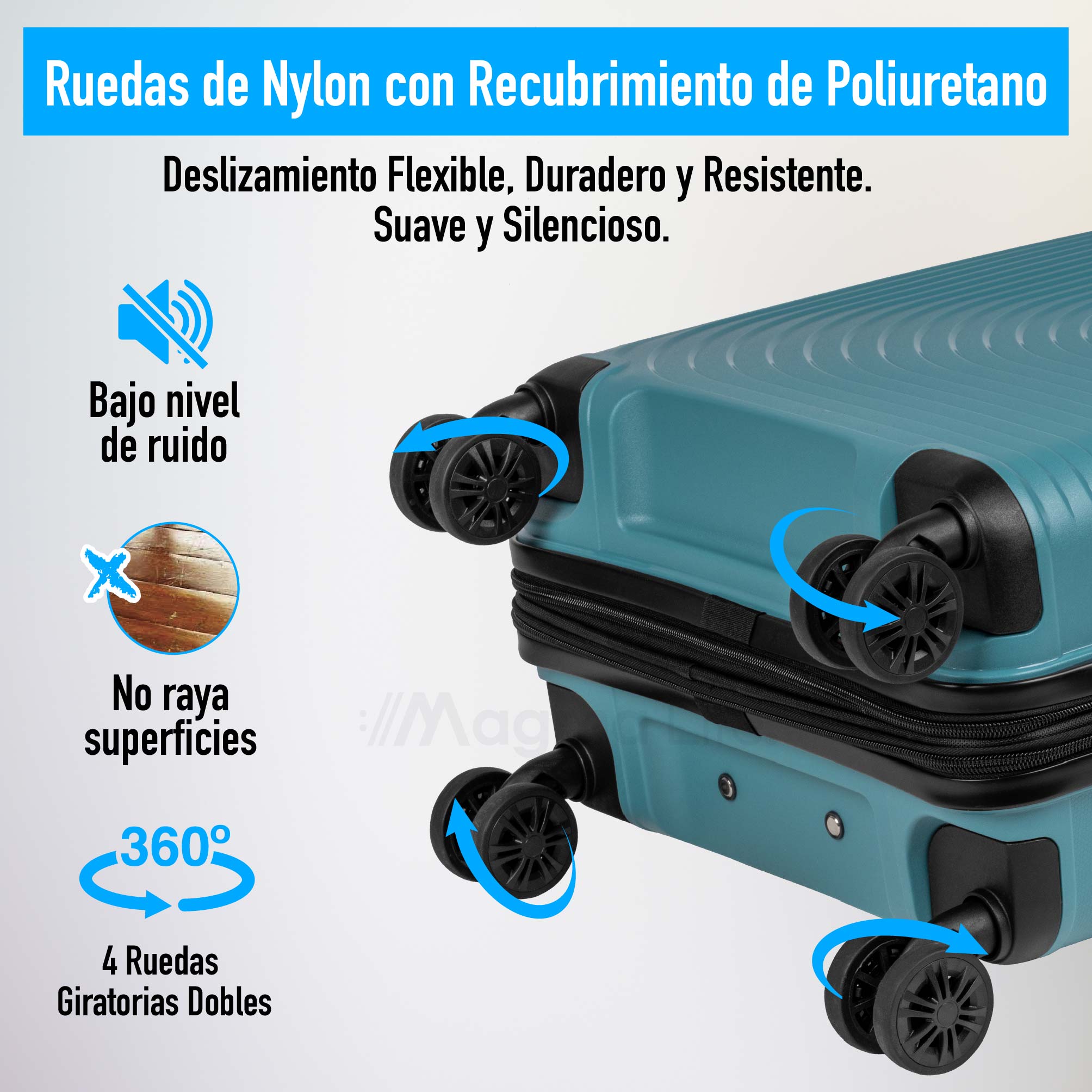 Foto 8 | Magmalife Maleta De Viaje Orbit Carry On, 10 Kg, Cerradura Tsa, 8 Rueda, Asa Telescópica