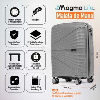 Foto 6 | Magma Life Maleta De Viaje 10 Kg Celestial Carry On, Cierre Expandible Mayor Capacidad, Candado Tsa, Pp Alta Tecnologia