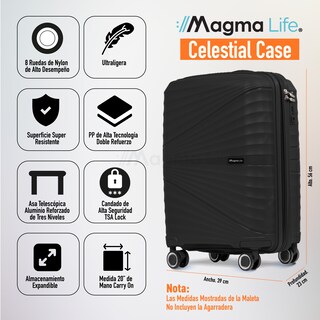 Foto 5 | Magma Life Maleta De Viaje 10 Kg Celestial Carry On, Cierre Expandible Mayor Capacidad, Candado Tsa, Pp Alta Tecnologia