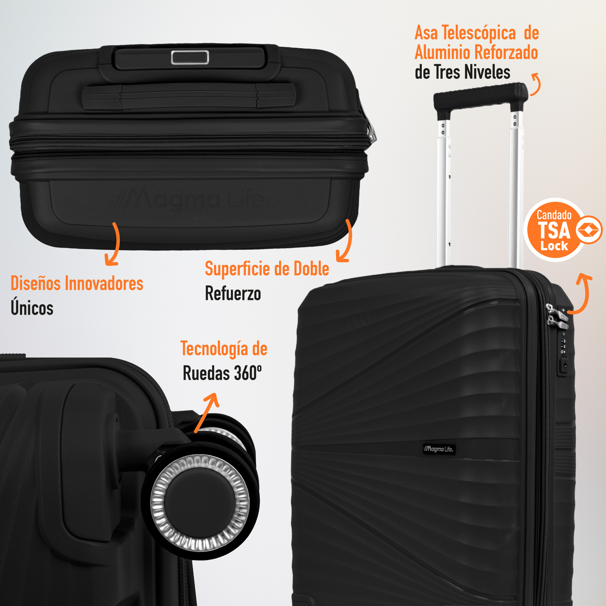 Foto 8 | Magma Life Maleta De Viaje 10 Kg Celestial Carry On, Cierre Expandible Mayor Capacidad, Candado Tsa, Pp Alta Tecnologia
