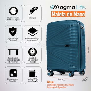 Foto 6 | Magma Life Maleta De Viaje 10 Kg Celestial Carry On, Cierre Expandible Mayor Capacidad, Candado Tsa, Pp Alta Tecnologia