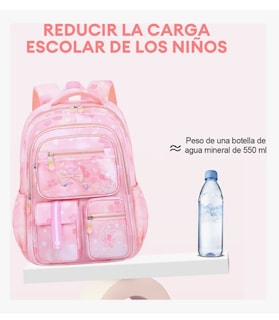 Foto 5 | Mochila Bolsa Niña Escolar Primaria Infantil Impermeable Aitirrobo Arcoíris Capacidad Lazo Rosa