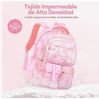 Foto 6 | Mochila Bolsa Niña Escolar Primaria Infantil Impermeable Aitirrobo Arcoíris Capacidad Lazo Rosa