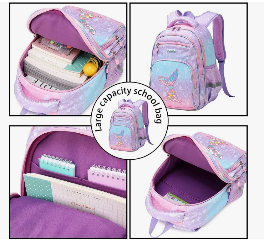 Foto 3 pulgar | Mochila Escolar Infantil Impermeable De Sirena Para Primaria