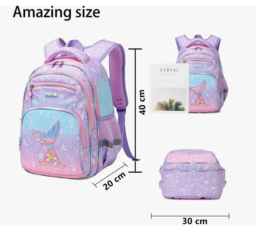 Foto 7 pulgar | Mochila Escolar Infantil Impermeable De Sirena Para Primaria