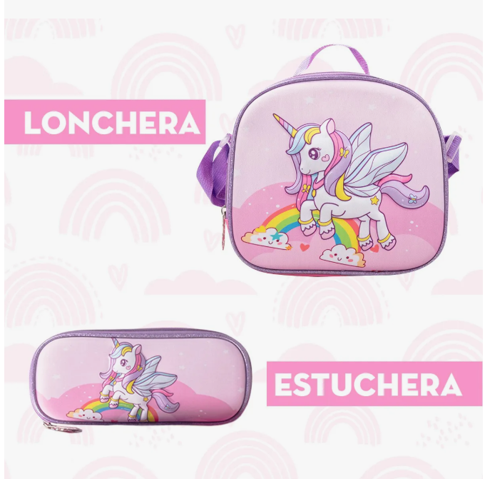 Foto 5 pulgar | Set De Mochila Escolar 3d Unicornio Fantasy 3 Pzs 38 L Rosa