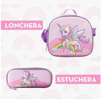 Foto 4 | Set De Mochila Escolar 3d Unicornio Fantasy 3 Pzs 38 L Rosa