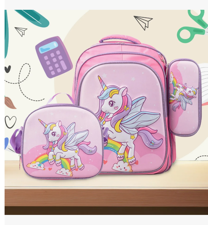 Foto 5 | Set De Mochila Escolar 3d Unicornio Fantasy 3 Pzs 38 L Rosa