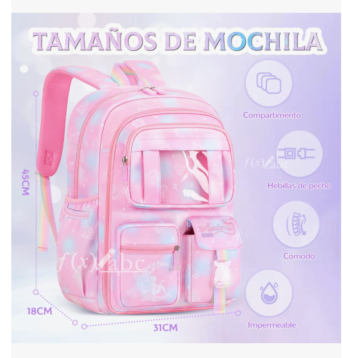 Foto 2 | Mochila Escolar Viaje Para Niñas De Primaria Segundaria, Mochila Backpack Espaciosa, Antirrobo, Impermeable,moc
