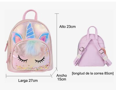 Foto 2 | Mochila De Lentejuelas Unicornio Para Niñas Bolsa Kinder Con Pelusa