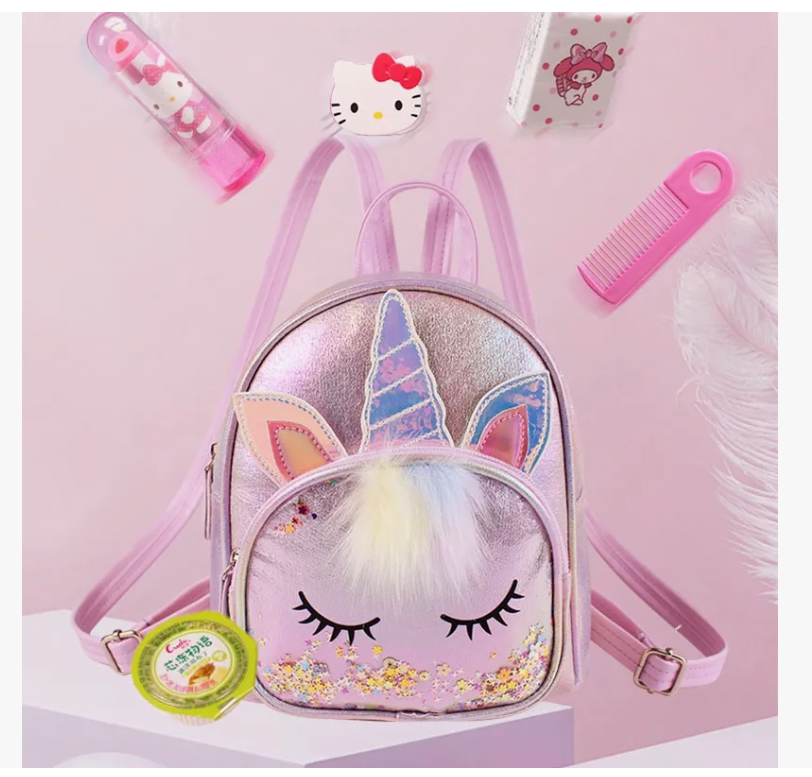 Foto 4 pulgar | Mochila De Lentejuelas Unicornio Para Niñas Bolsa Kinder Con Pelusa