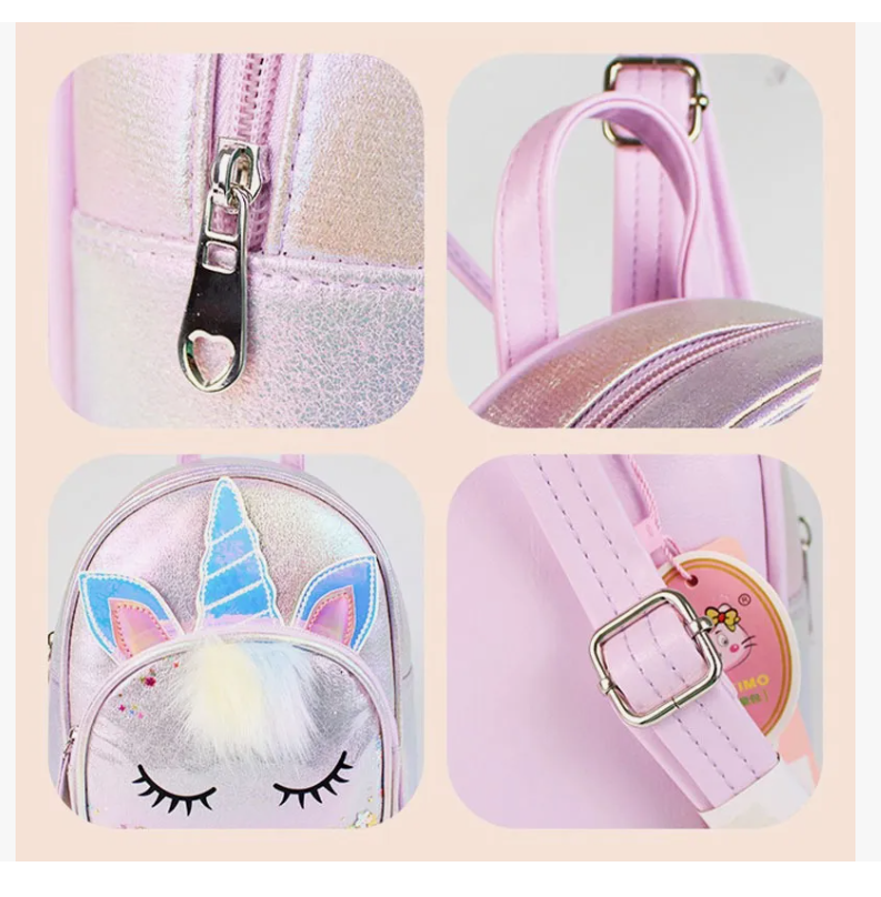 Foto 7 pulgar | Mochila De Lentejuelas Unicornio Para Niñas Bolsa Kinder Con Pelusa