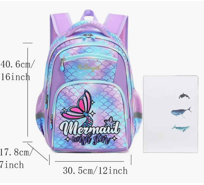 Foto 7 pulgar | Mochila Escolar Infantil Impermeable De Sirena Para Primaria