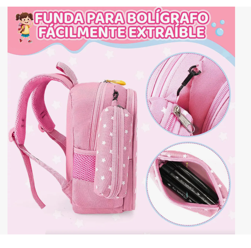 Foto 5 | Mochila Impermeable Para Estudiantes De Escuela Primaria, Mochila Para Niñas, Diseño De Tela De Nailon