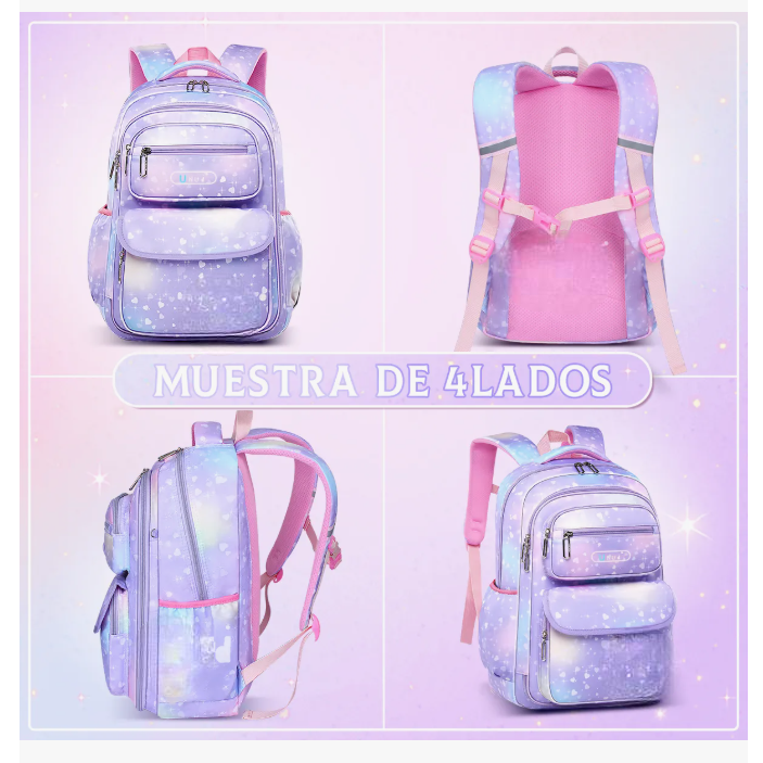 Foto 7 pulgar | Mochila Escolar  Para Niñas De Primaria Segundaria Gran Capacidad 30 L Con Apertura 180grados