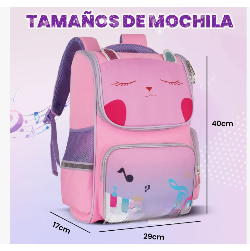 Foto 5 pulgar | Mochila Escolar Primaria Para Niñas Infantil Gato Grande