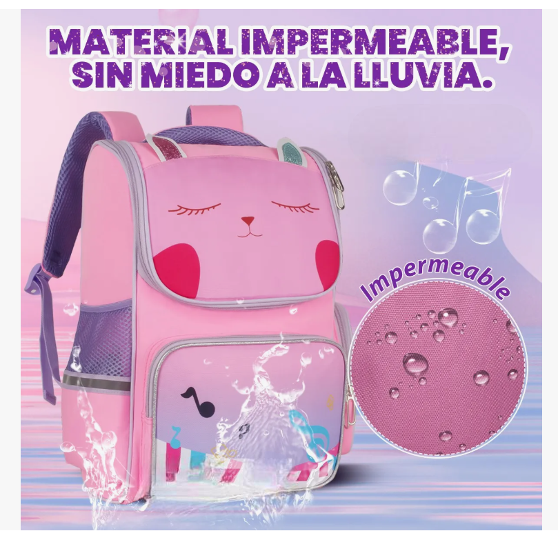 Foto 5 | Mochila Escolar Primaria Para Niñas Infantil Gato Grande