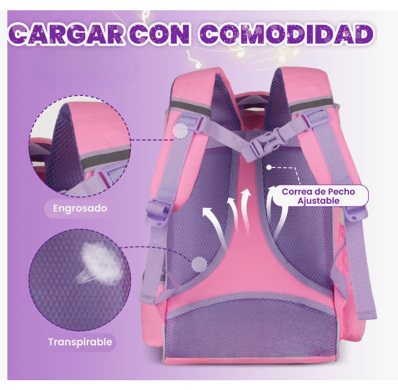Foto 7 pulgar | Mochila Escolar Primaria Para Niñas Infantil Gato Grande
