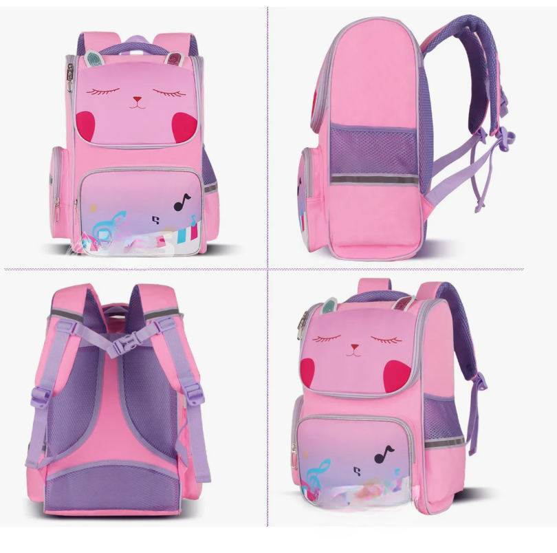 Foto 8 pulgar | Mochila Escolar Primaria Para Niñas Infantil Gato Grande