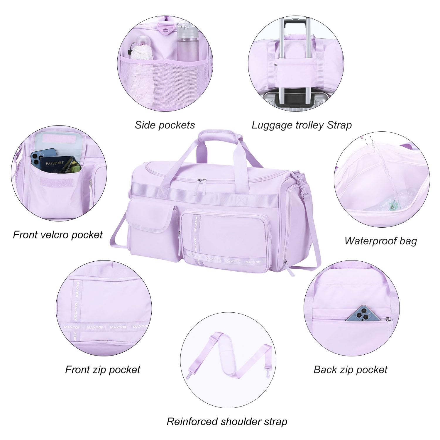 Foto 6 pulgar | Bolsa De Gimnasio Maxtop Lavender Para Mujer, Bolsa De Viaje Para Yoga - Venta Internacional.