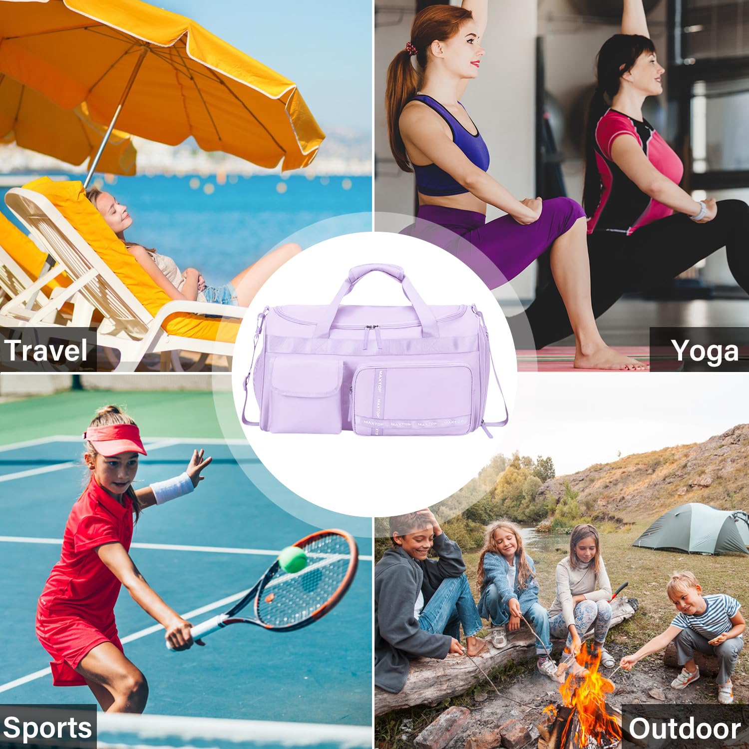 Foto 8 pulgar | Bolsa De Gimnasio Maxtop Lavender Para Mujer, Bolsa De Viaje Para Yoga - Venta Internacional.