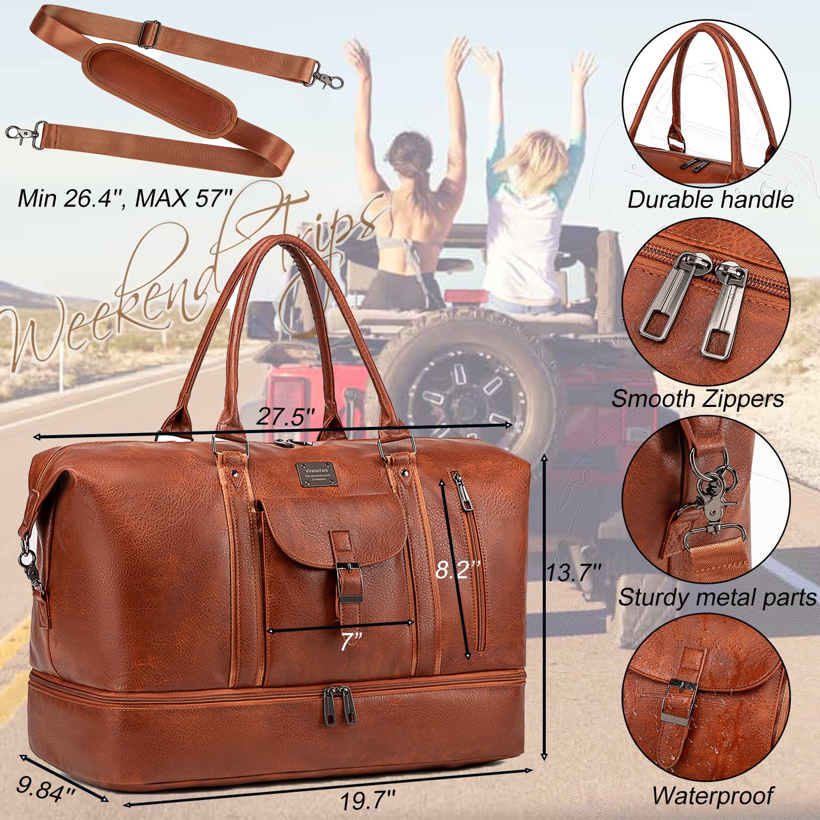 Foto 6 pulgar | Bolsa De Viaje De Piel Weiatas Impermeable Para Hombre Y Mujer - Venta Internacional.