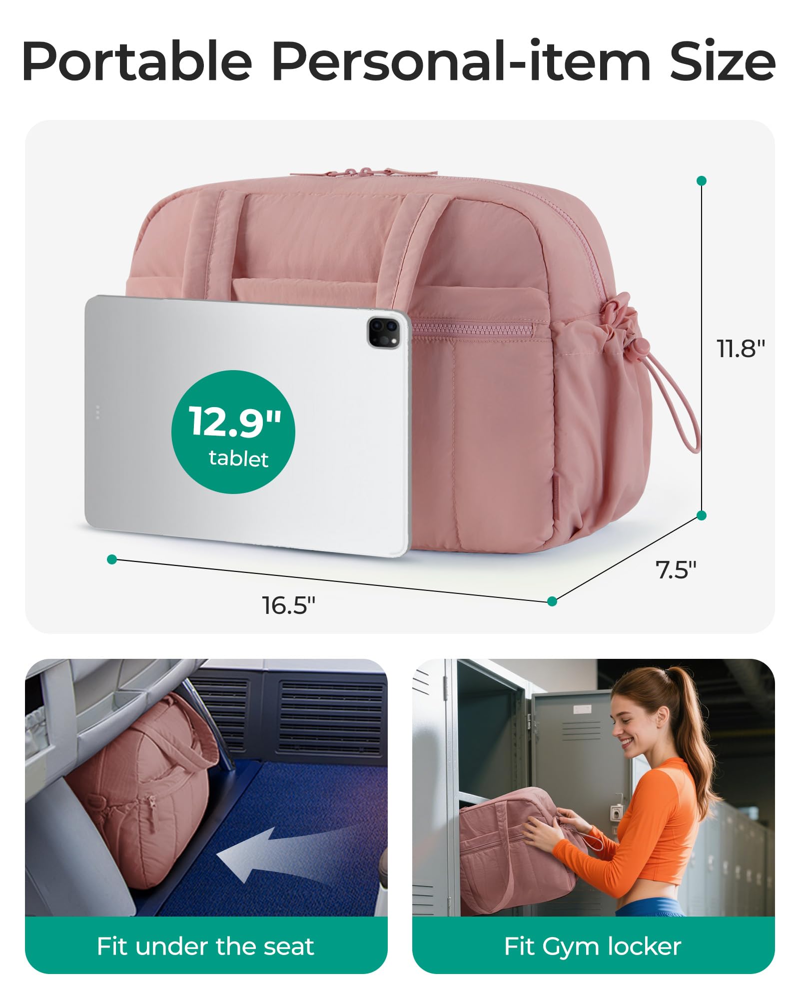 Foto 3 pulgar | Bolsa De Gimnasio Bagsmart Duffle Para Mujer, Bolsa De Viaje De 24 Litros, Color Rosa Opaco - Venta Internacional.