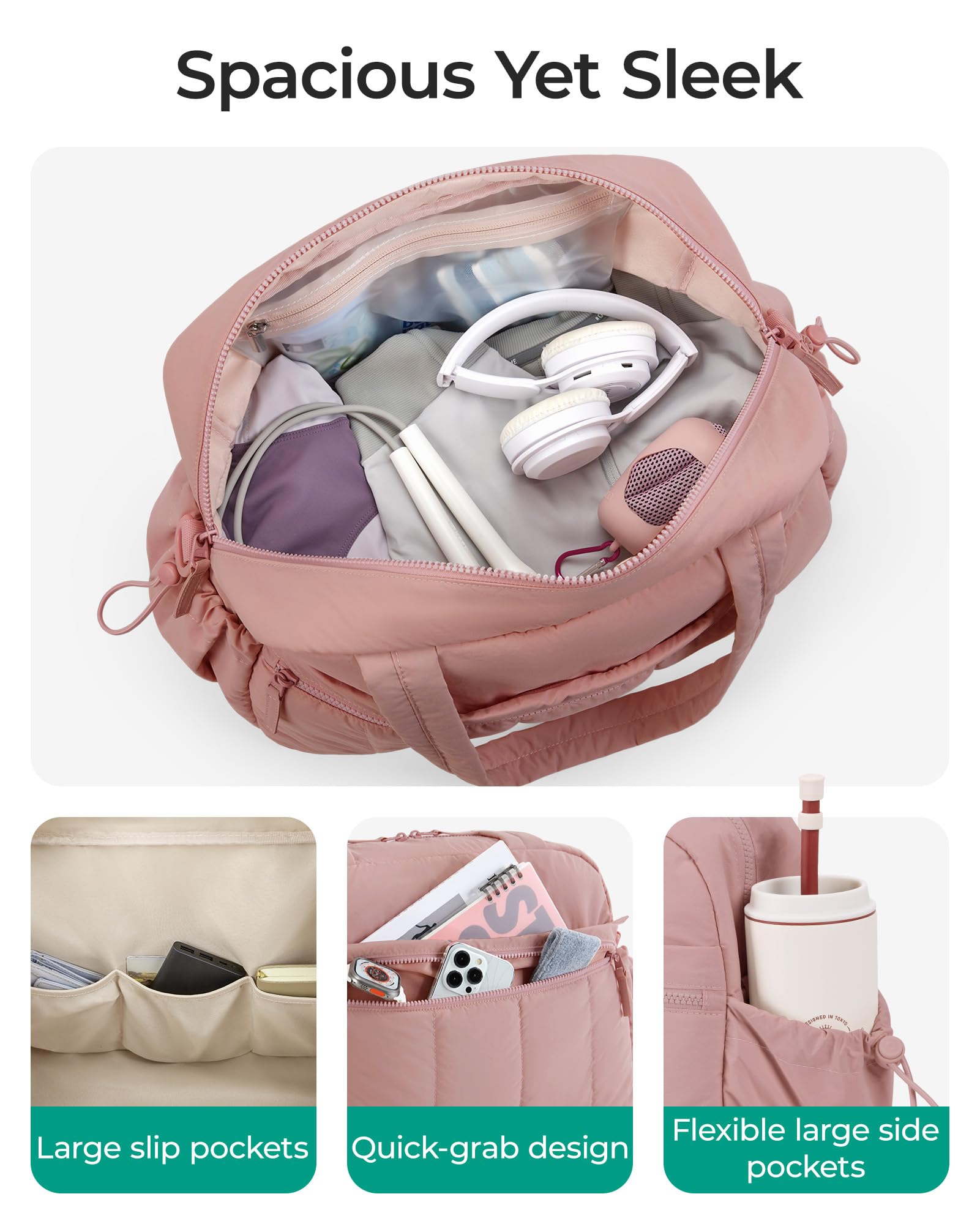 Foto 4 pulgar | Bolsa De Gimnasio Bagsmart Duffle Para Mujer, Bolsa De Viaje De 24 Litros, Color Rosa Opaco - Venta Internacional.