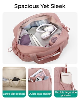 Foto 3 | Bolsa De Gimnasio Bagsmart Duffle Para Mujer, Bolsa De Viaje De 24 Litros, Color Rosa Opaco - Venta Internacional.