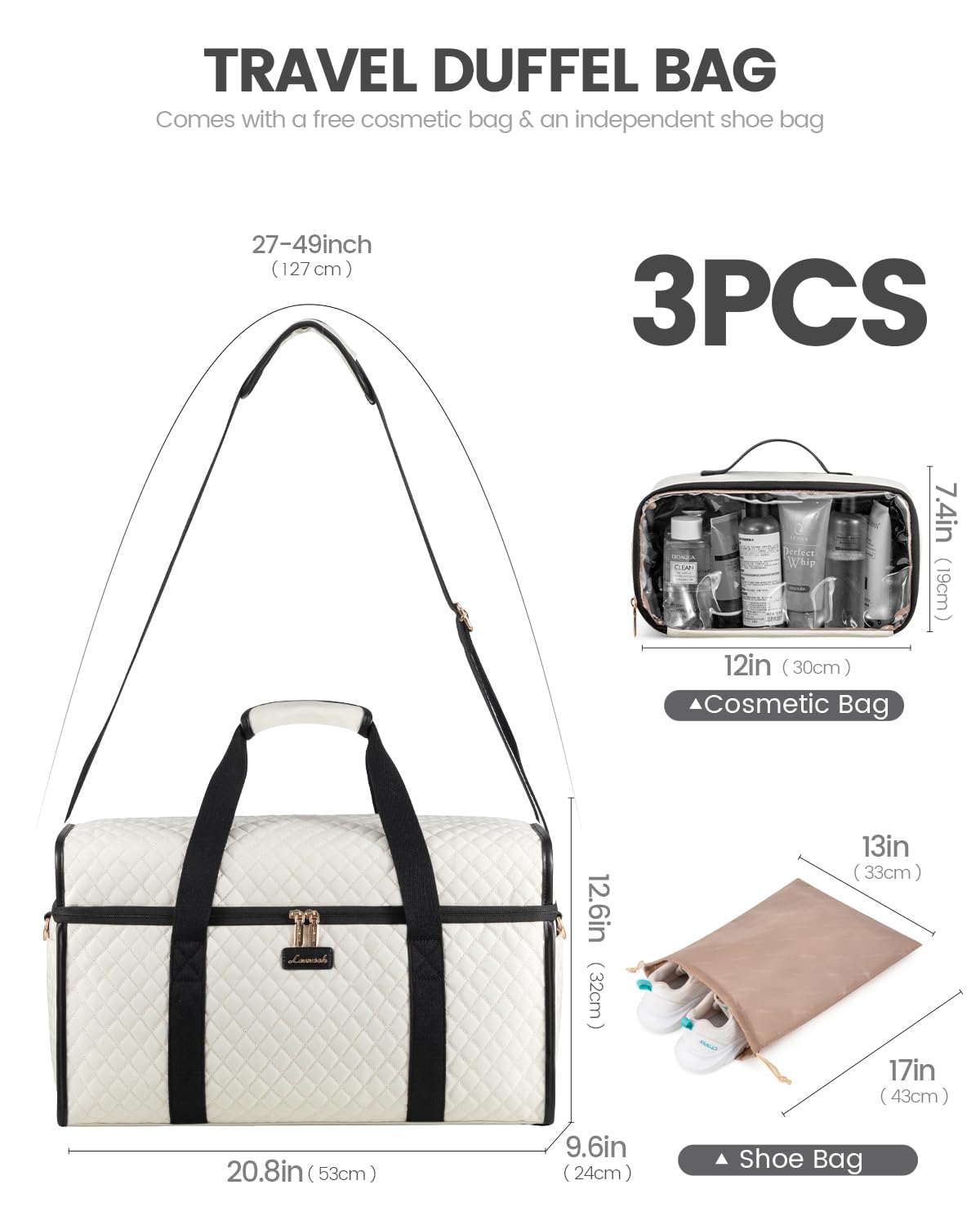 Foto 5 pulgar | Set De 3 Bolsas De Viaje Lovevook Travel Weekender Para Mujer - Venta Internacional.