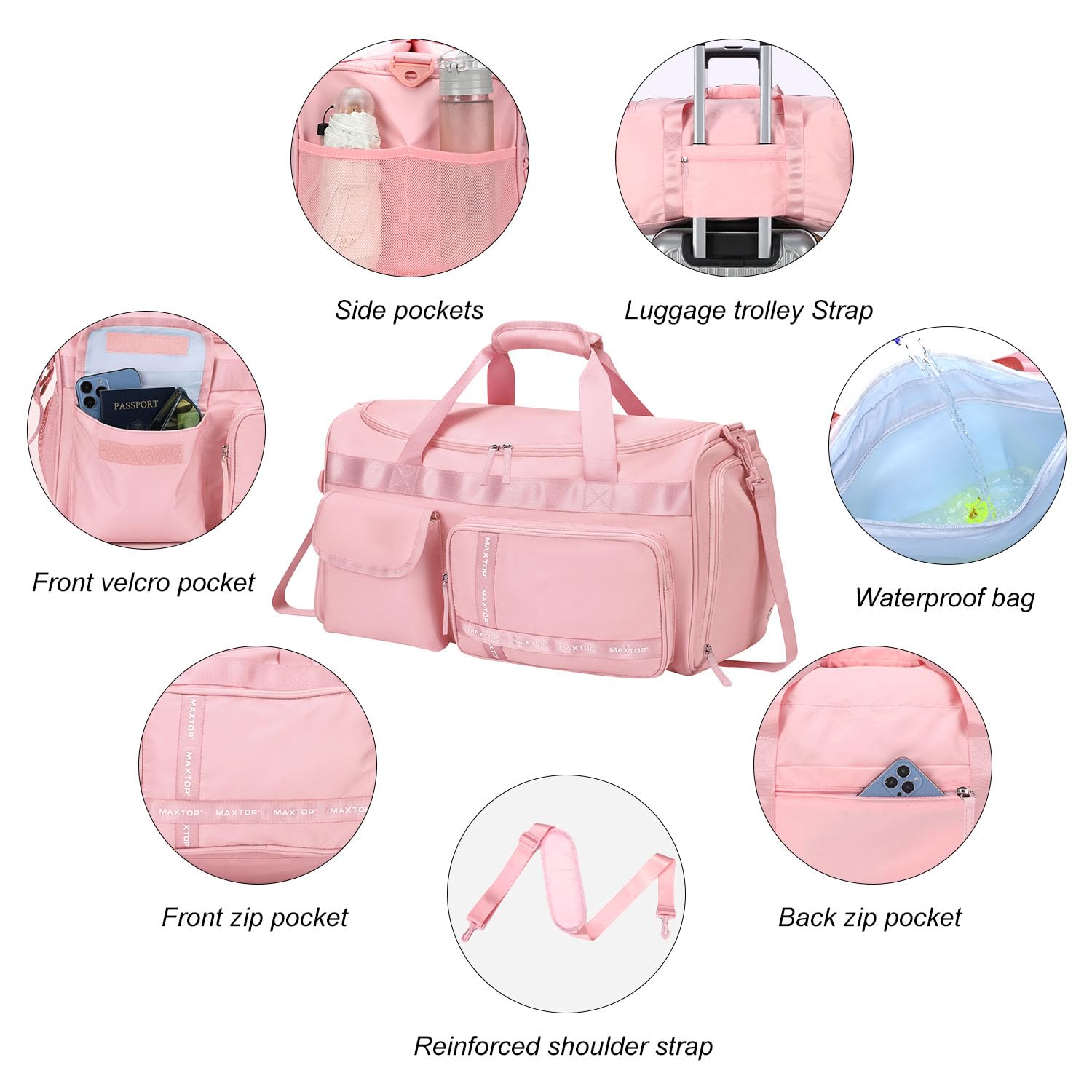 Foto 5 | Bolsa De Viaje Maxtop Para Mujer De Fin De Semana Con Compartimento Para Zapatos - Venta Internacional.