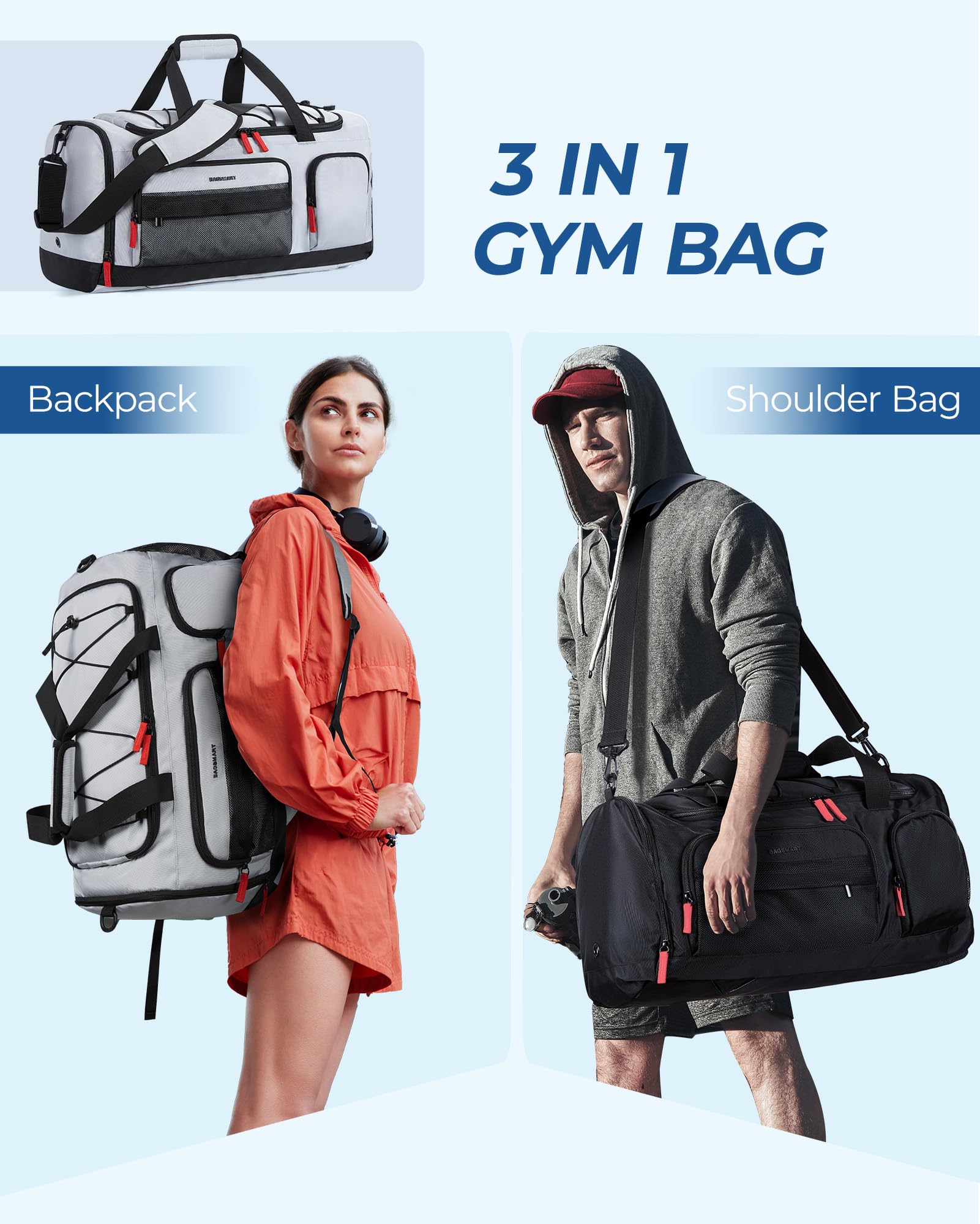 Foto 4 pulgar | Bolsa Deportiva De Viaje Bagsmart De 35 Litros Con Compartimento Para Zapatos - Venta Internacional.