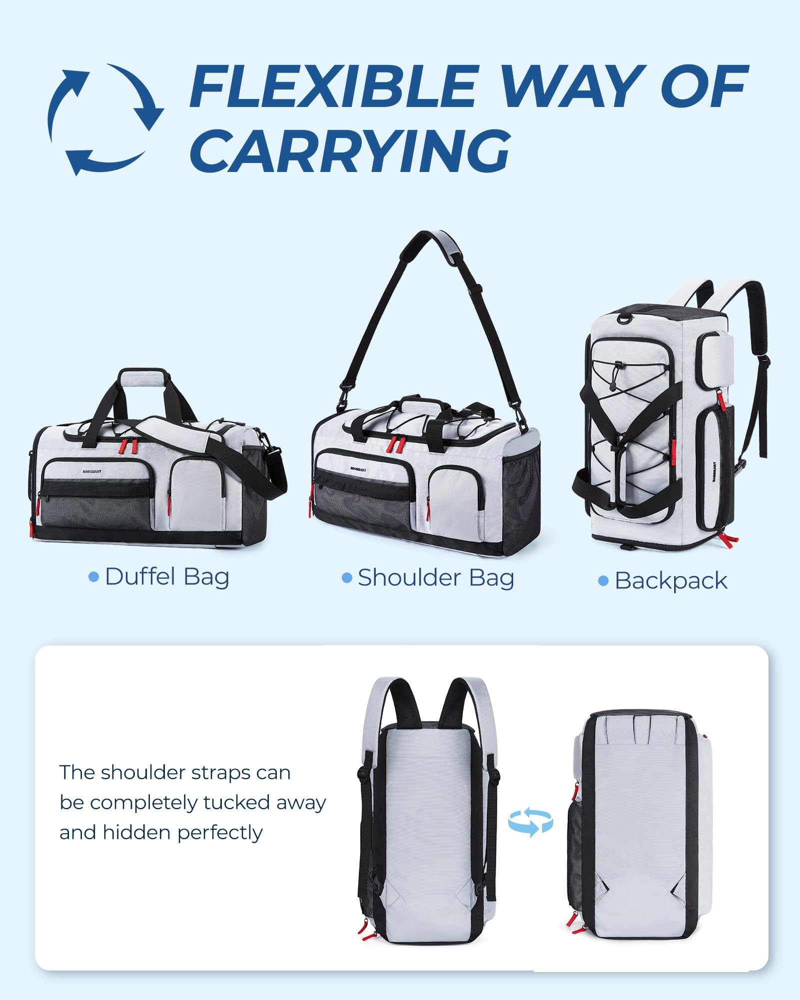 Foto 6 | Bolsa Deportiva De Viaje Bagsmart De 35 Litros Con Compartimento Para Zapatos - Venta Internacional.