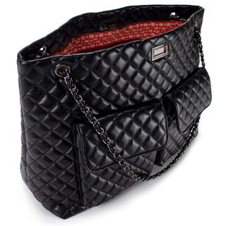 Foto 6 | Bolso Badgley Mischka Diana De Cuero Vegano Acolchado Negro - Venta Internacional.