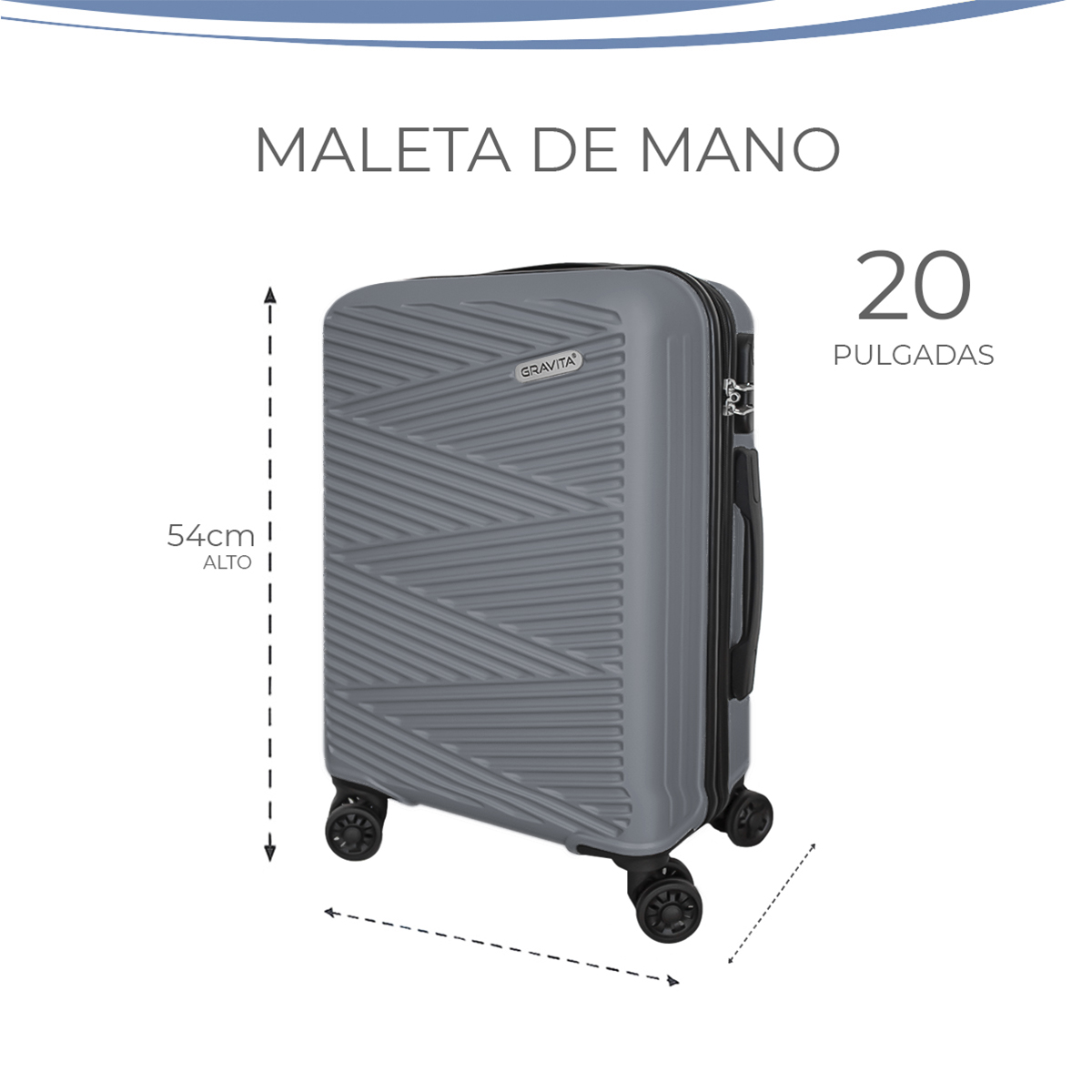 Foto 5 pulgar | Maleta De Mano Rigida 20 Pulgadas Con Ruedas 360 Y Candado Tsa Marca Gravita