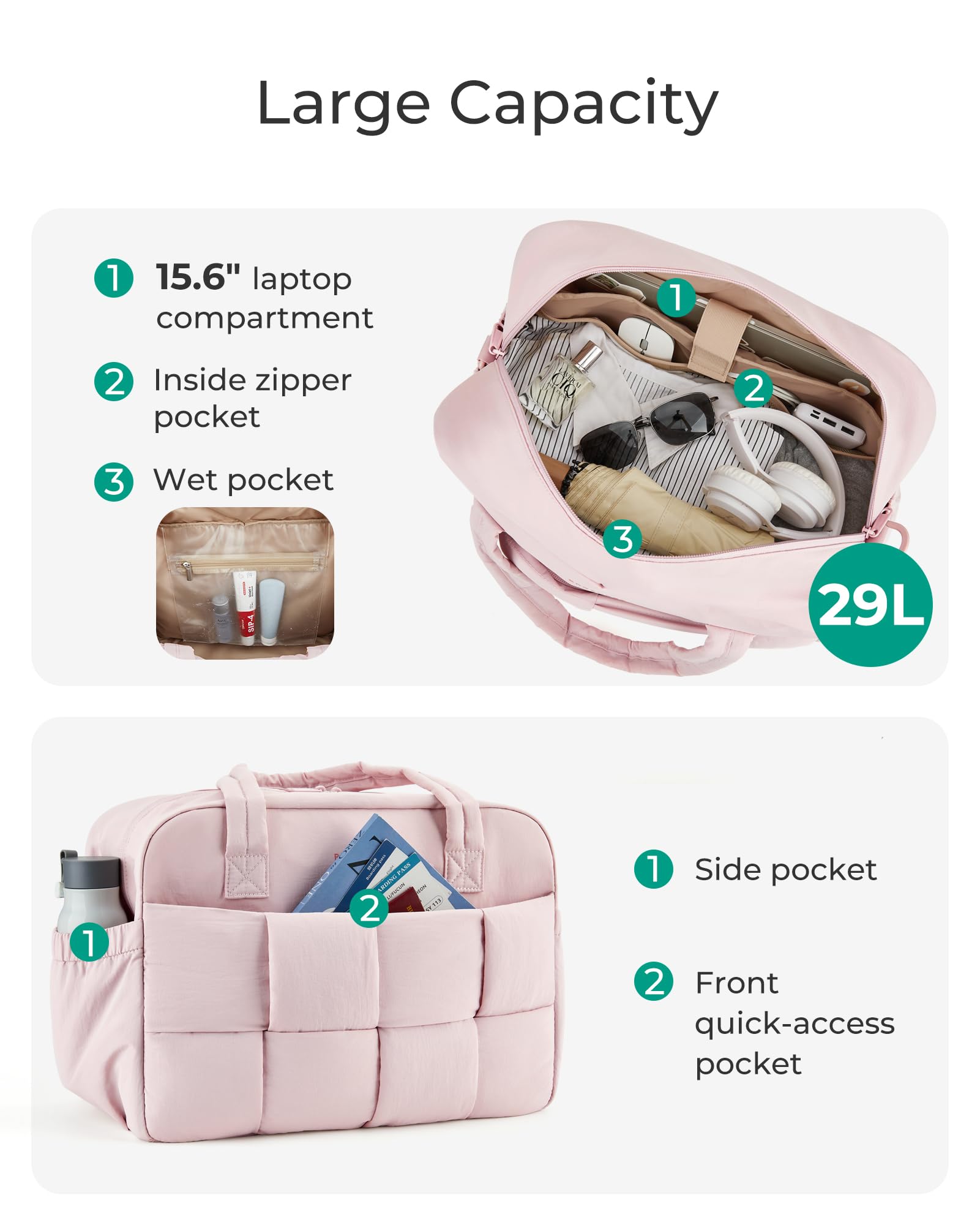Foto 5 | Bolsa De Viaje Bagsmart Para Mujer, De 29 Litros, Con Compartimento Para Portátil - Venta Internacional.