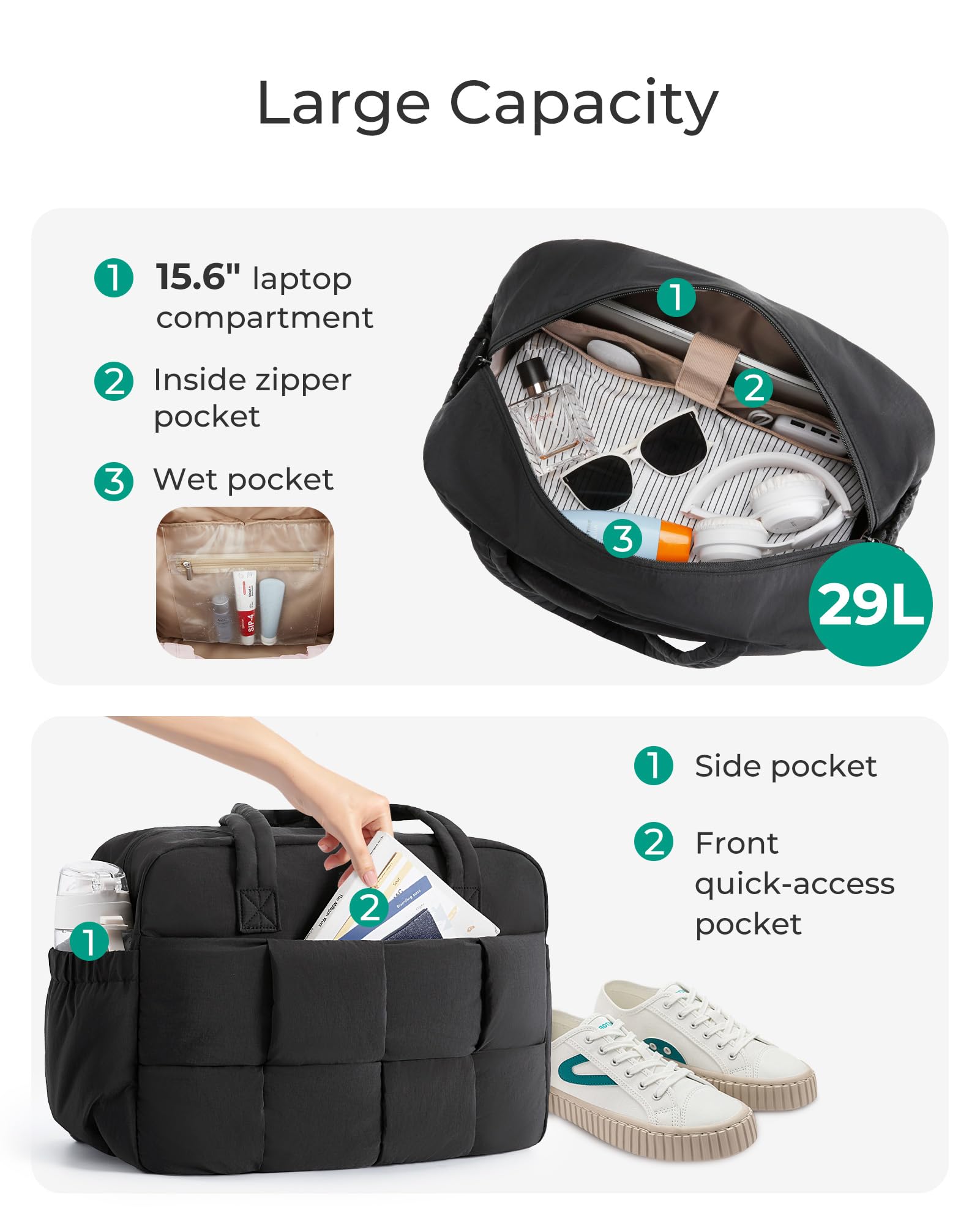 Foto 4 | Bolsa De Viaje Bagsmart Para Mujer, De 29 Litros, Con Compartimento Para Portátil - Venta Internacional.