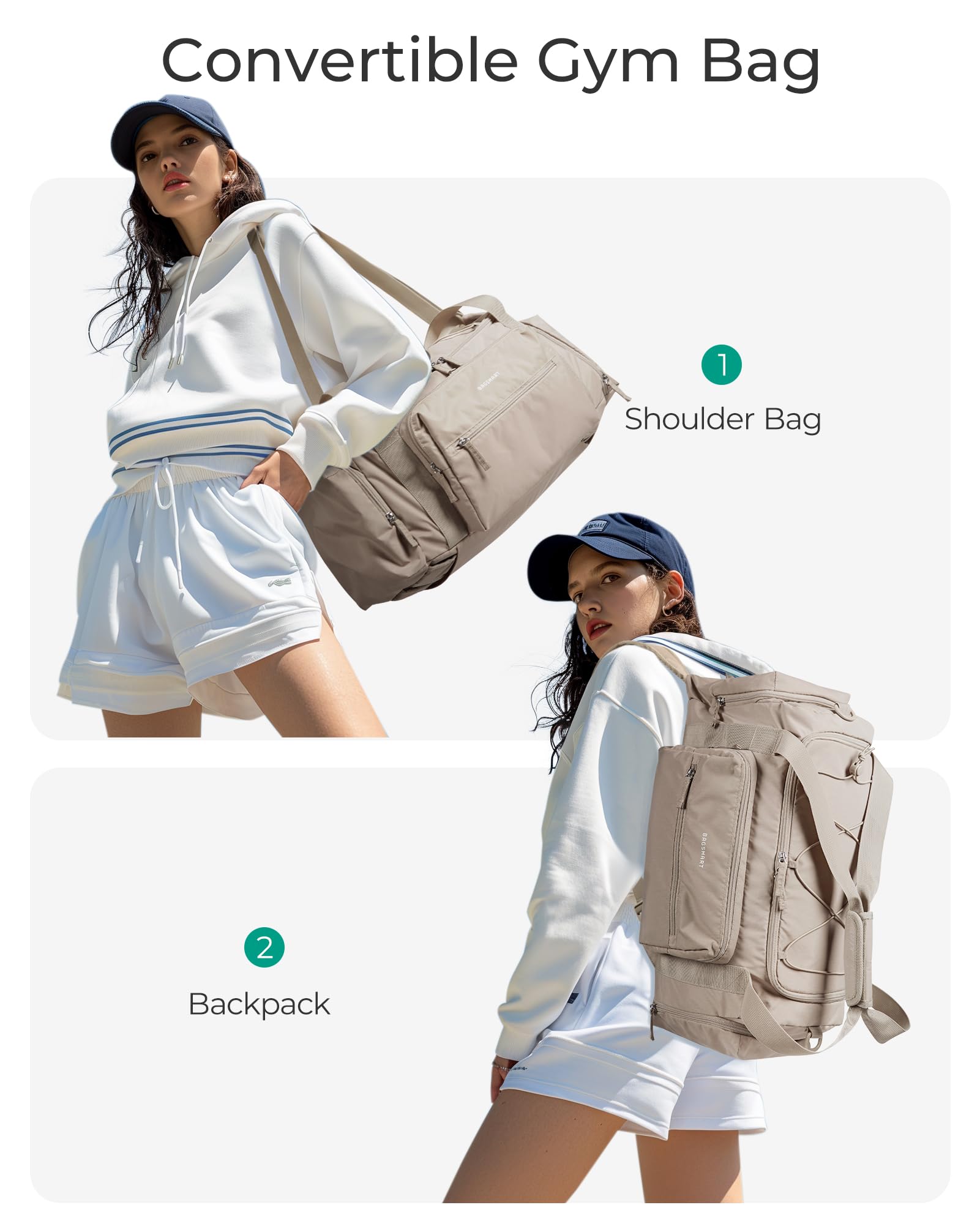 Foto 2 | Bolsa De Gimnasio Bagsmart 4 En 1 Para Mujer Tsa Lightweight 30l Camel - Venta Internacional.