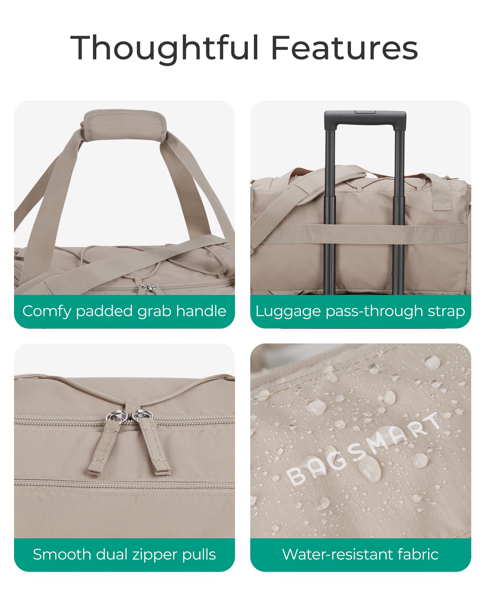 Foto 6 | Bolsa De Gimnasio Bagsmart 4 En 1 Para Mujer Tsa Lightweight 30l Camel - Venta Internacional.