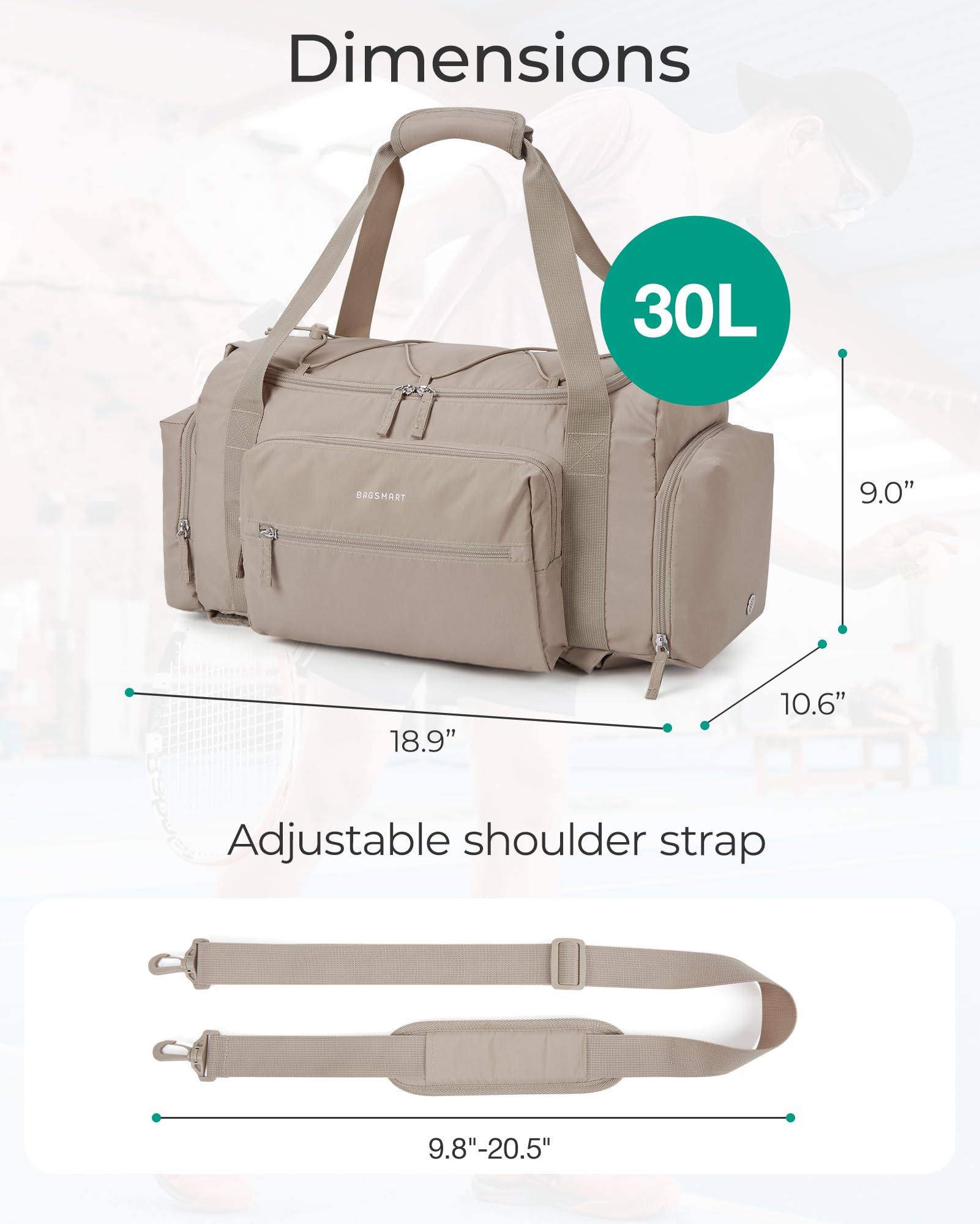 Foto 8 pulgar | Bolsa De Gimnasio Bagsmart 4 En 1 Para Mujer Tsa Lightweight 30l Camel - Venta Internacional.