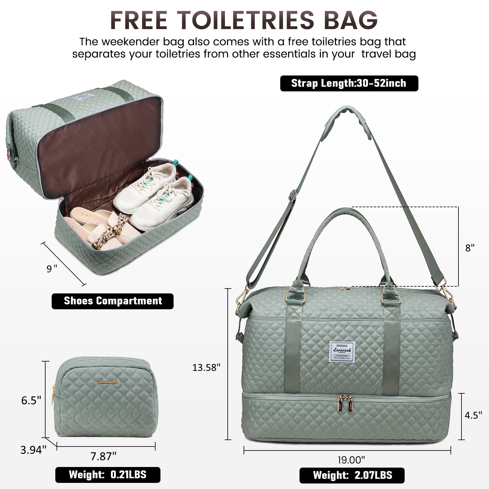 Foto 3 pulgar | Bolsa De Viaje Lovevook Para Mujer Con Compartimento Para Zapatos - Venta Internacional.