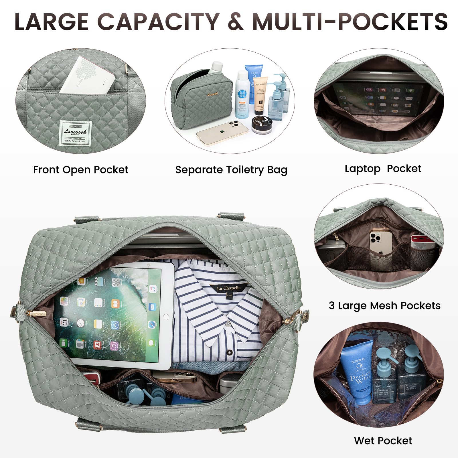 Foto 4 pulgar | Bolsa De Viaje Lovevook Para Mujer Con Compartimento Para Zapatos - Venta Internacional.