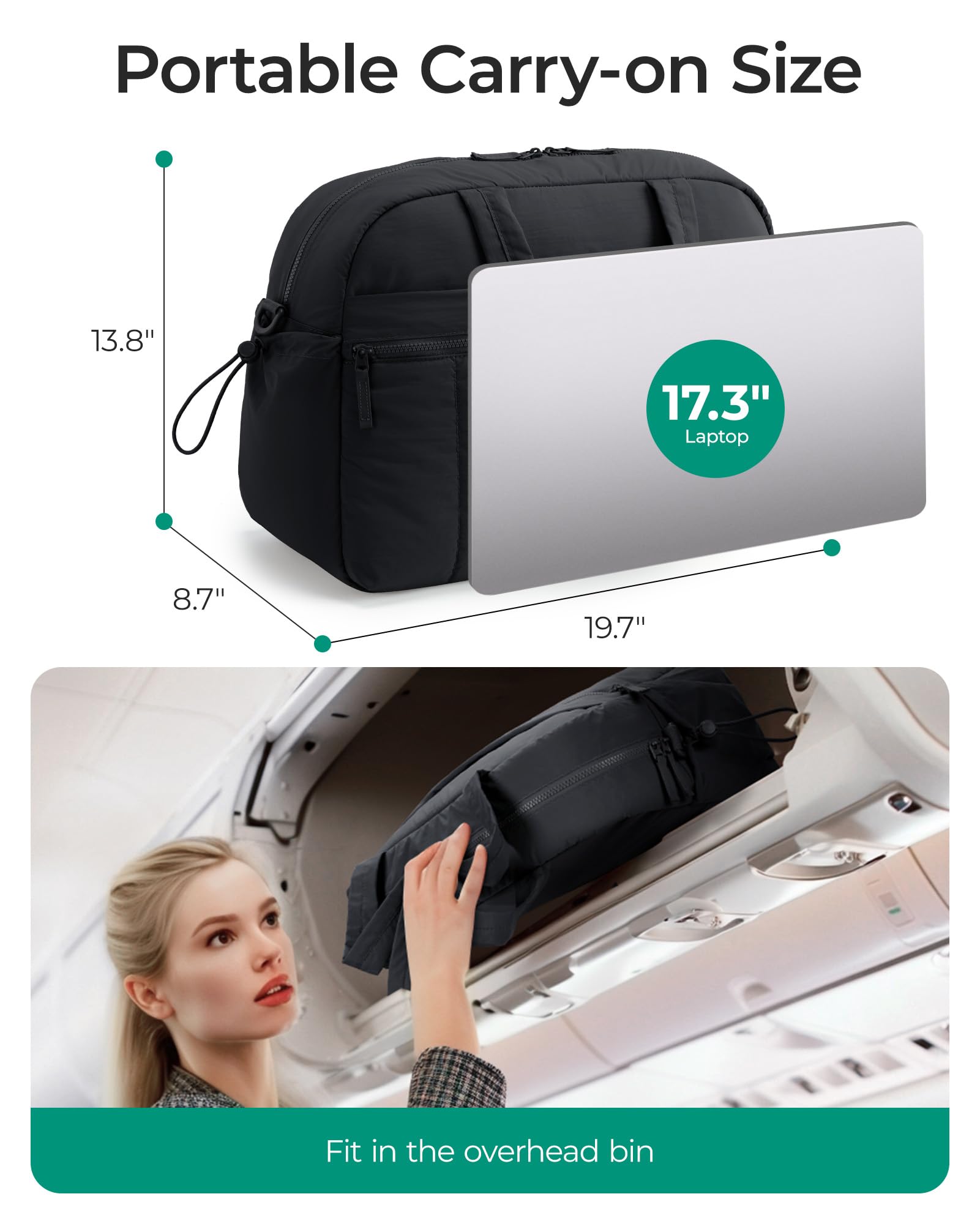 Foto 3 pulgar | Bolsa De Viaje Bagsmart, Ligera, De Mano, De Fin De Semana, Color Negro - Venta Internacional.