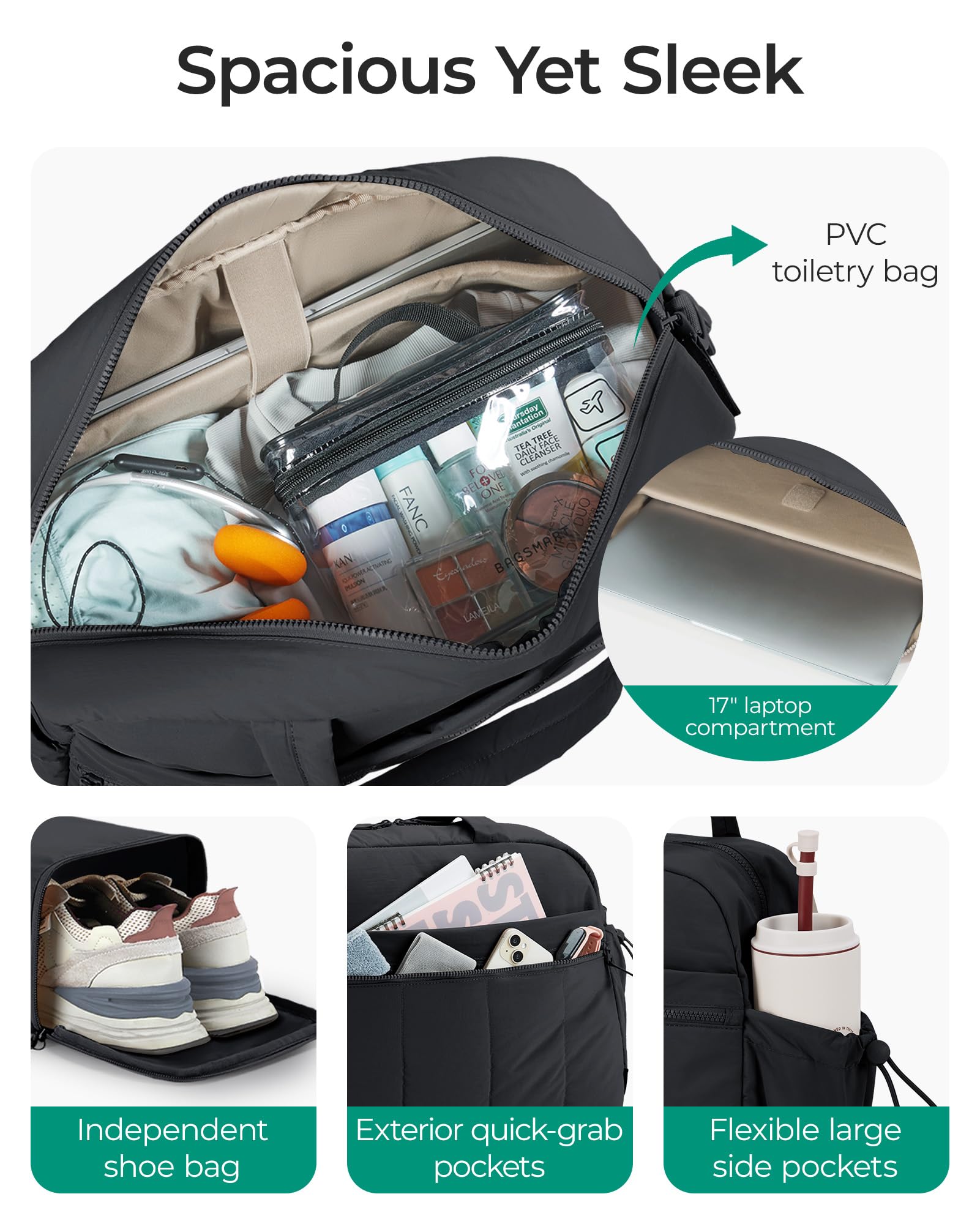 Foto 4 pulgar | Bolsa De Viaje Bagsmart, Ligera, De Mano, De Fin De Semana, Color Negro - Venta Internacional.