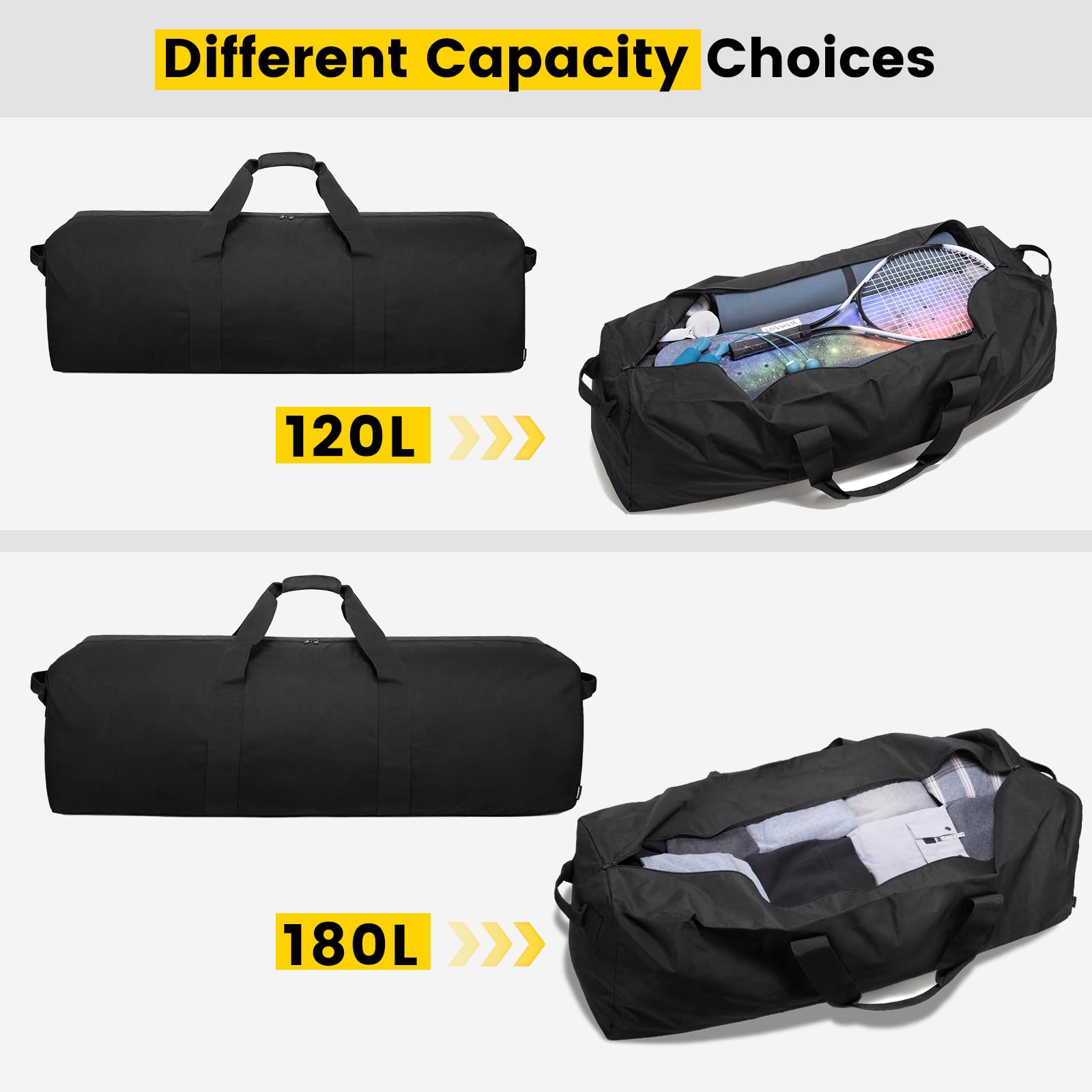 Foto 6 | Bolsa De Viaje Vorspack 180 L Extra Grande Para Viajes, Color Negro - Venta Internacional.