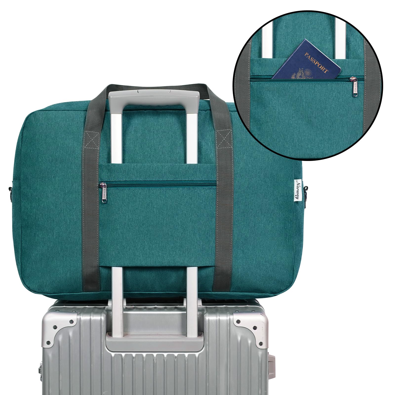 Foto 5 | Bolsa De Mano Plegable Narwey Para United Airlines 40 L, Color Verde Azulado - Venta Internacional.