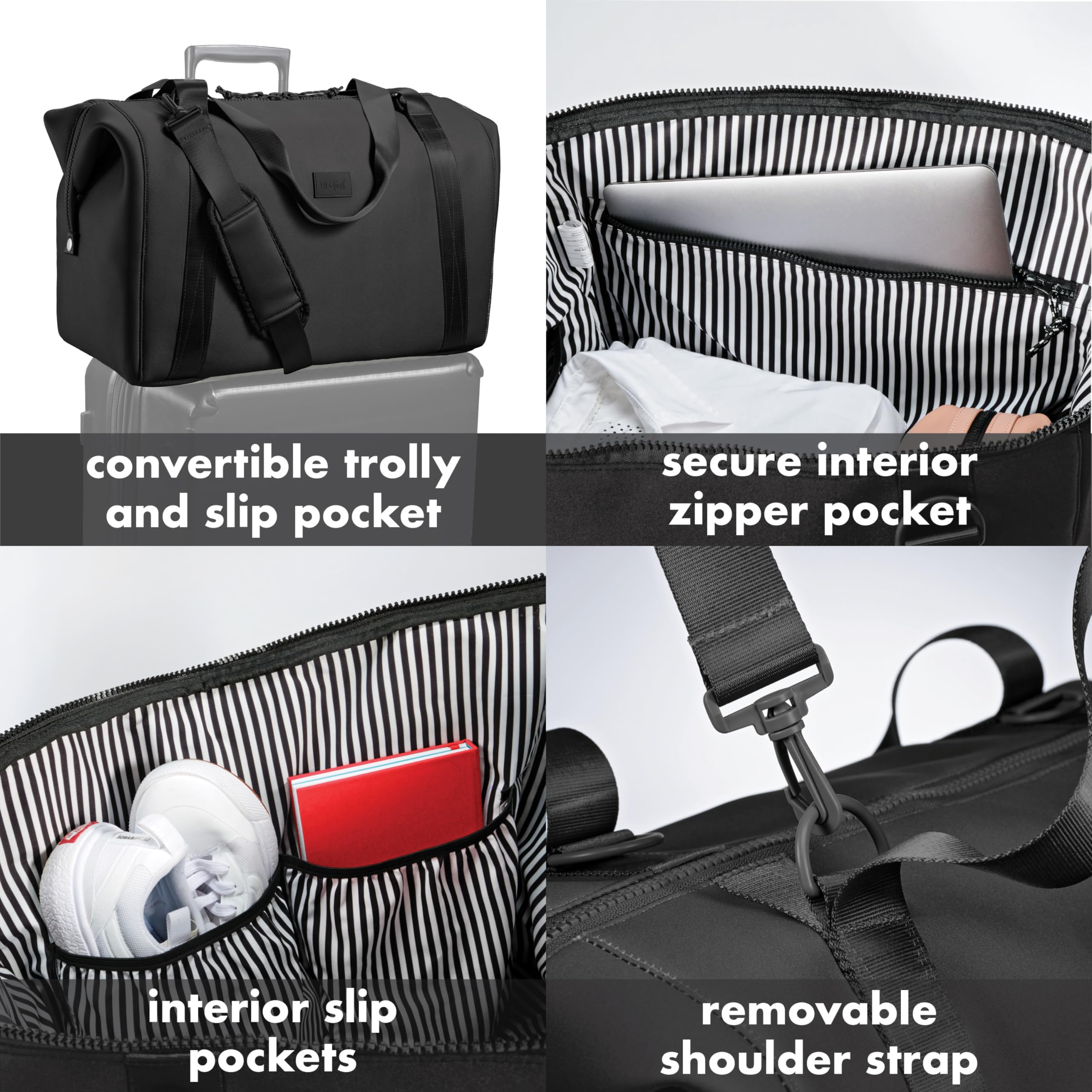 Foto 3 | Bolsa De Viaje Fit & Fresh De Neopreno Negro De 19 X 25 X 29 Cm - Venta Internacional.