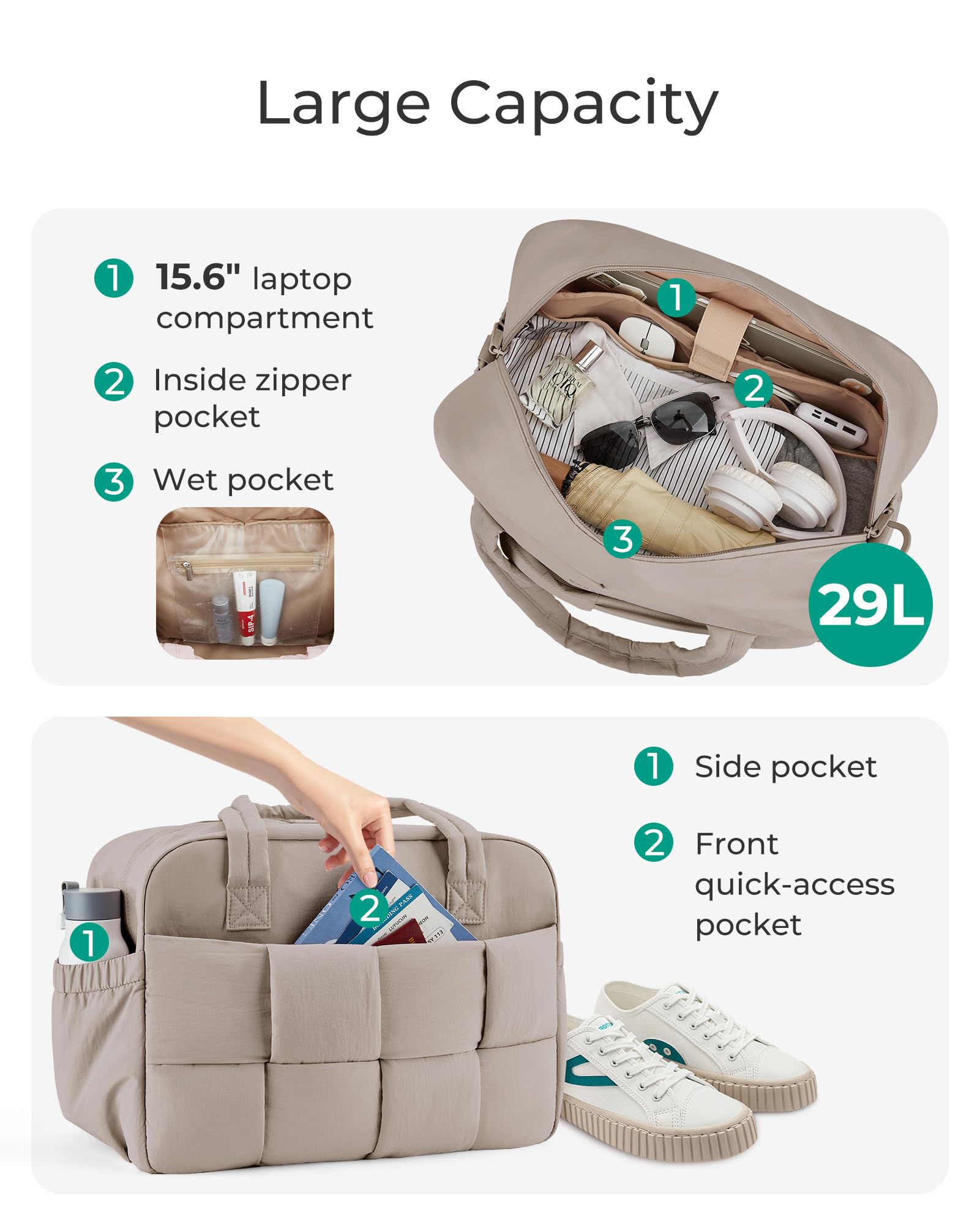 Foto 5 pulgar | Bolsa De Viaje Bagsmart Para Mujer, De 29 Litros, Con Compartimento Para Portátil - Venta Internacional.