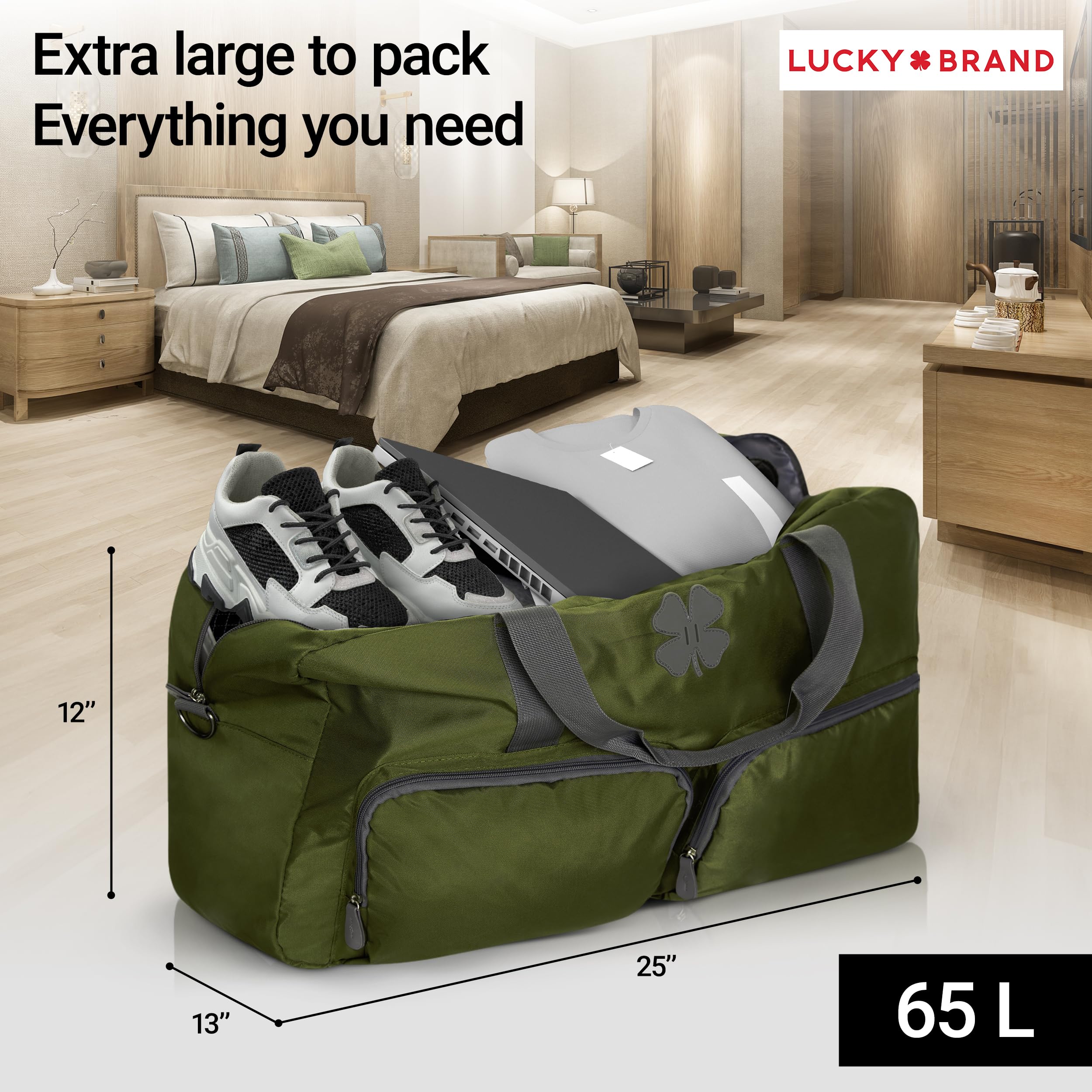 Foto 6 pulgar | Bolsa De Deporte Lucky Travel De 65 Litros, Plegable, Color Verde Loden - Venta Internacional.